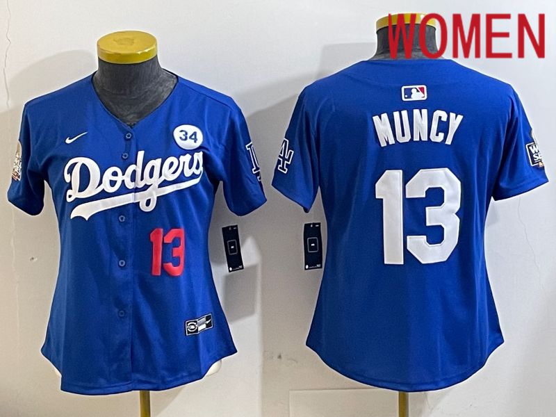 Women Los Angeles Dodgers #13 Muncy Blue Game 2024 Nike MLB Jersey style 11212->women mlb jersey->Women Jersey
